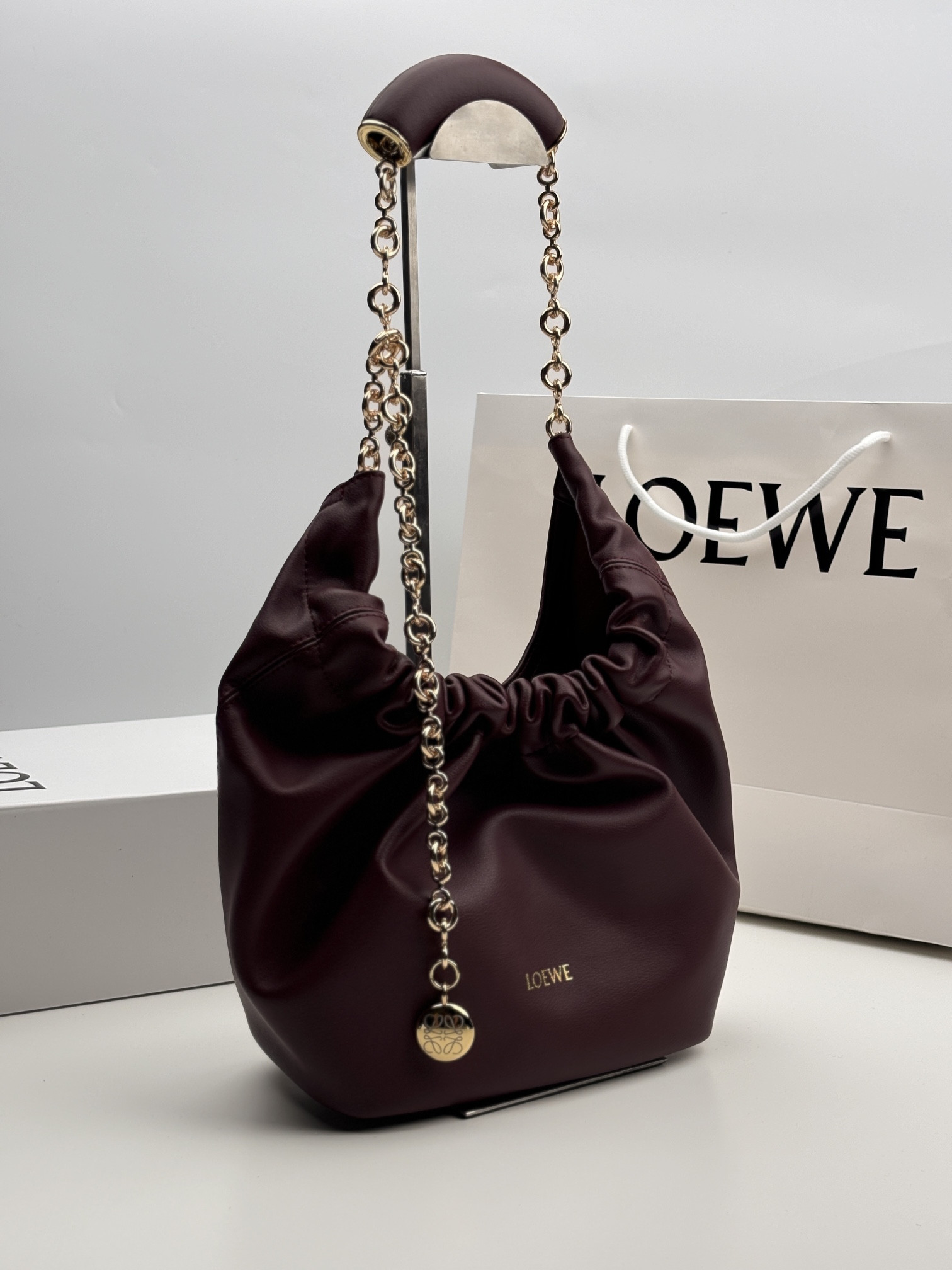 L0ew* Medium Squeeze bag in mellow nappa lambskin 34x33x13.5cm