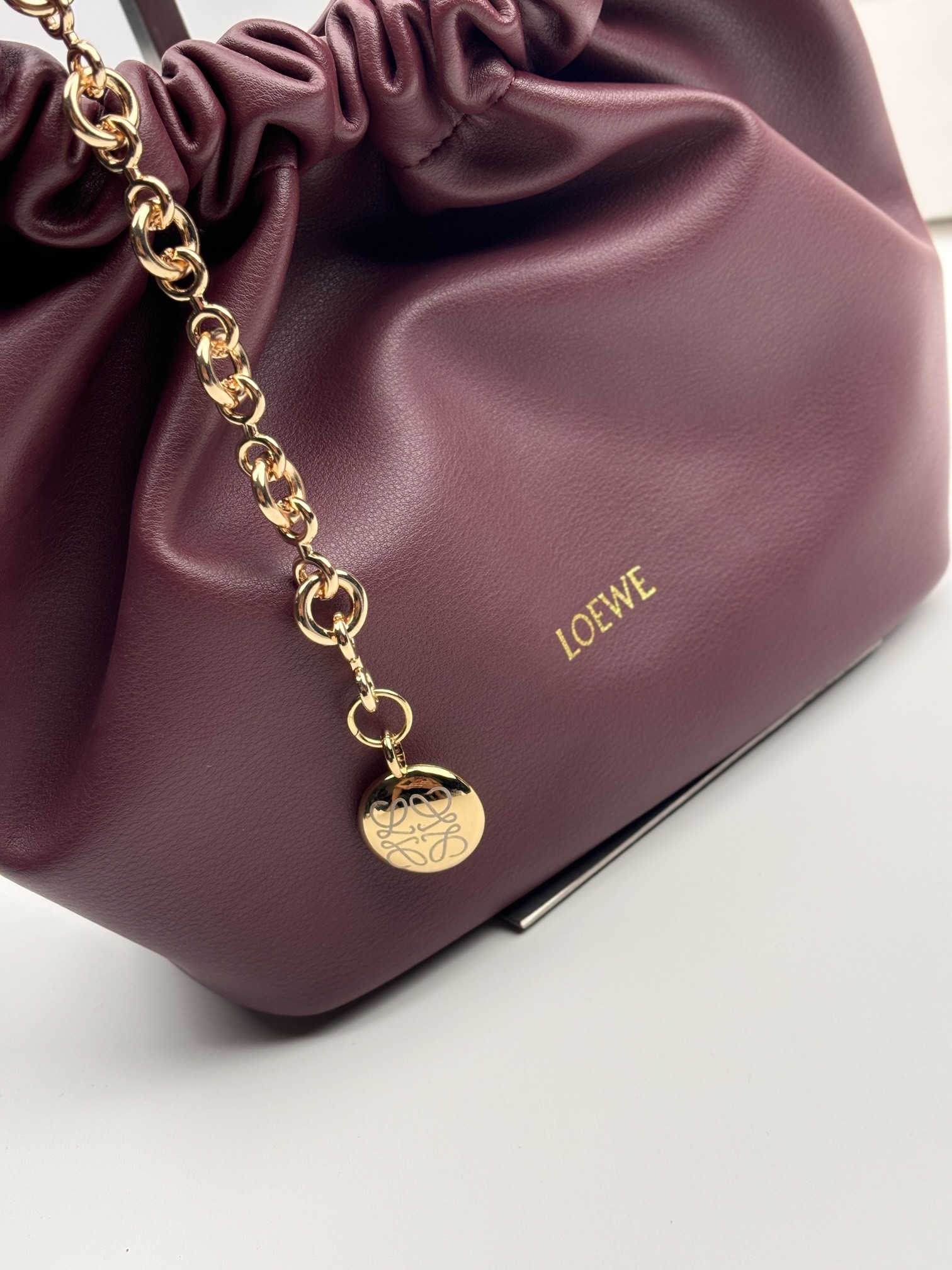 L0ew* Medium Squeeze bag in mellow nappa lambskin 34x33x13.5cm