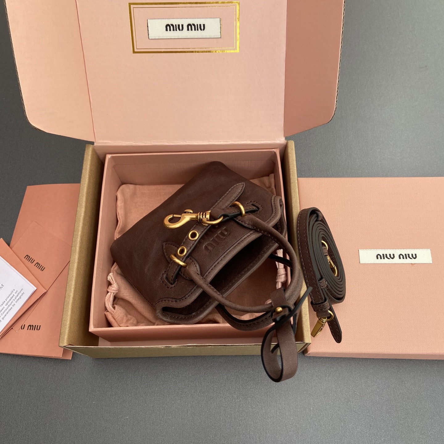 Miu Miu Aventure Nappa Micro Leather trick 9.5x12x2.5cm