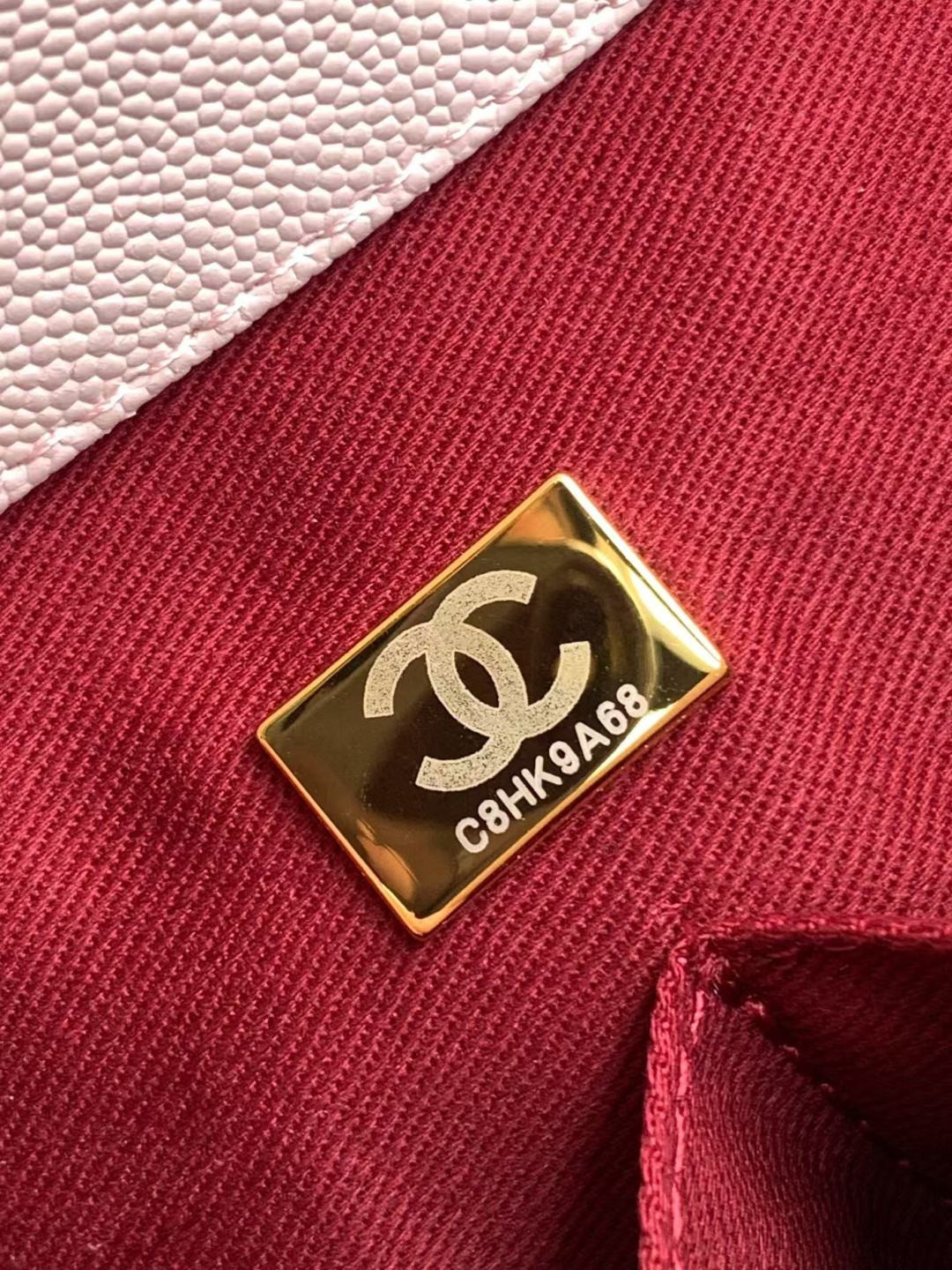 Ch**el Mini Flap Bag with Top Handle Grained Calfskin & Gold-Tone Metal AS2215 13x19x9cm