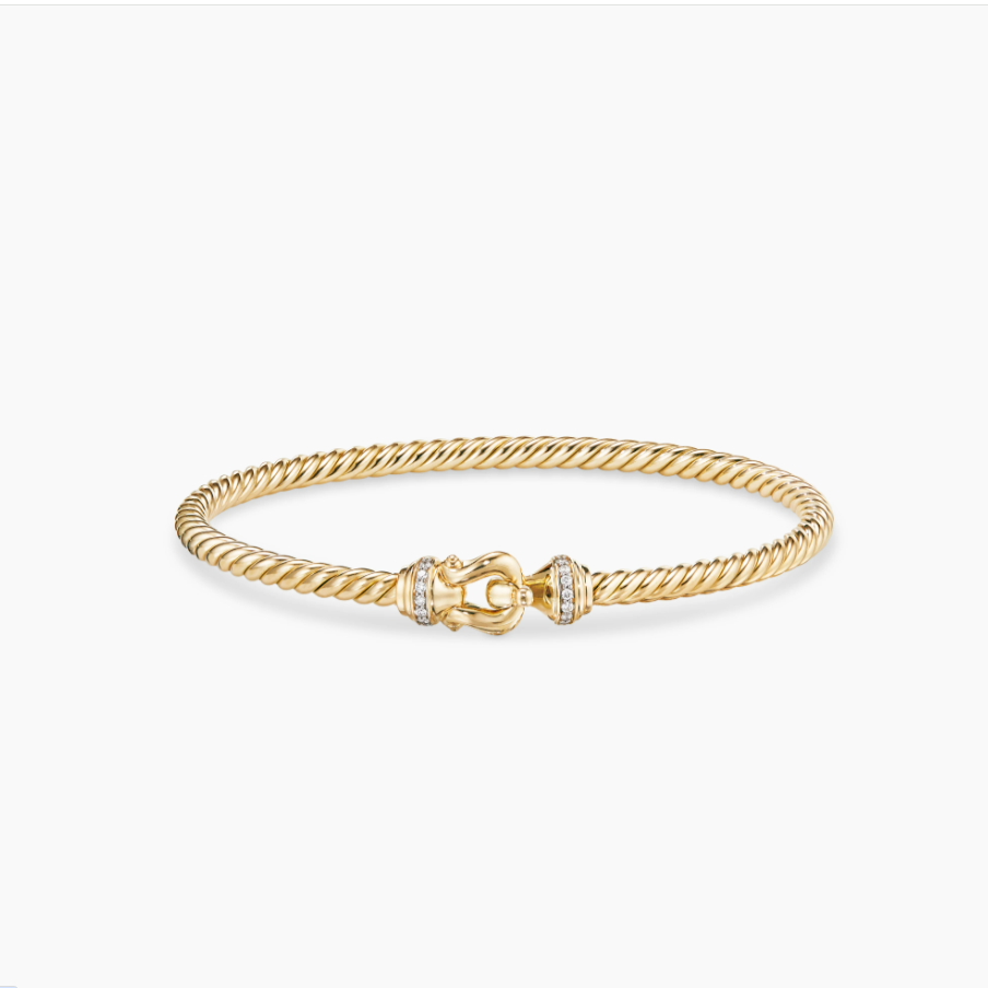 David Yurman 4mm Gold Hook With Diamonds Bracelet(wrist circumference 16-20cm)