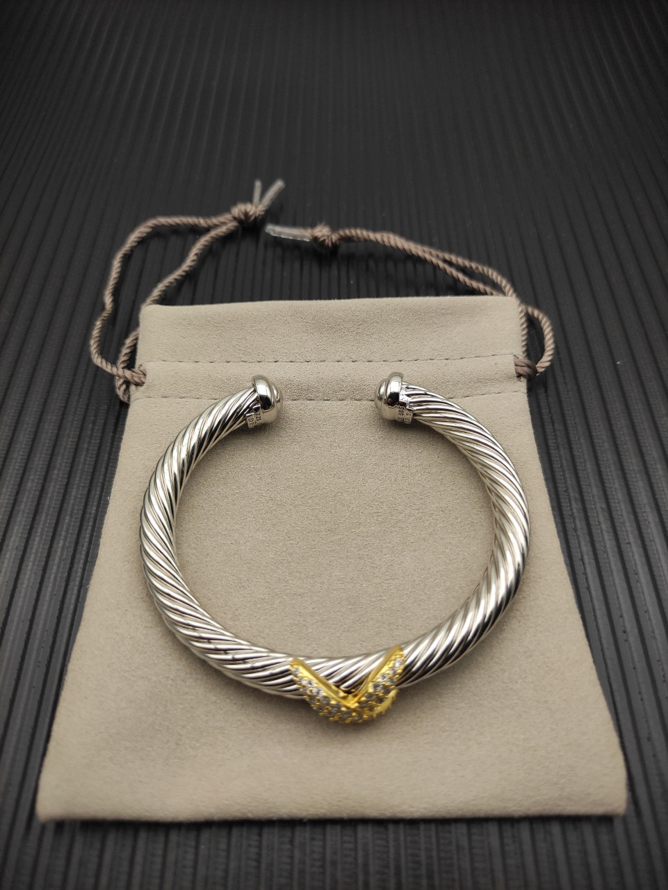 David Yurman Color Separation 7mm Diamond Single X Bracelet(Wrist circumference 16-20cm)