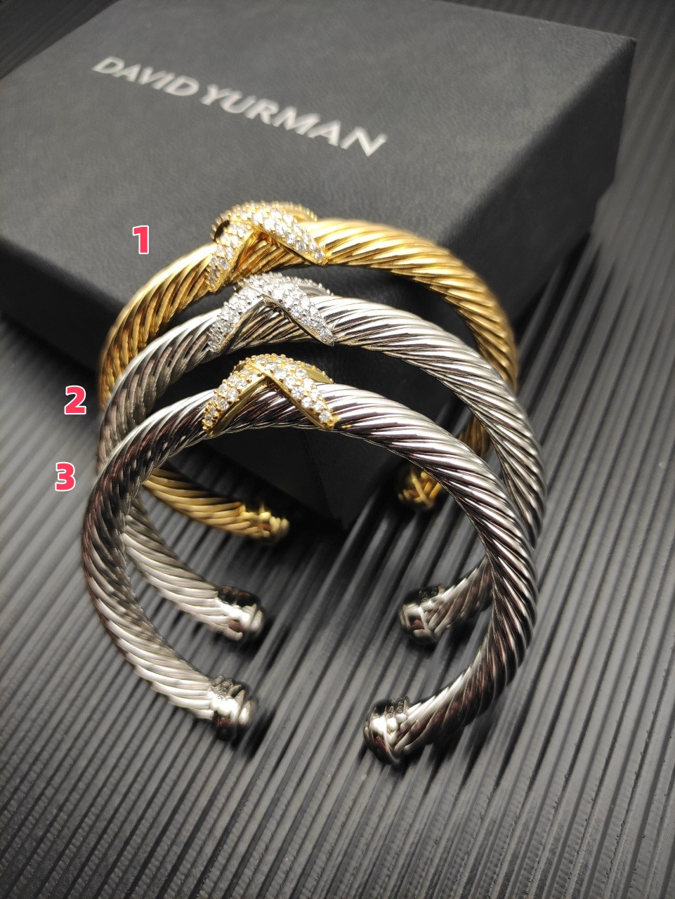 David Yurman Color Separation 7mm Diamond Single X Bracelet(Wrist circumference 16-20cm)