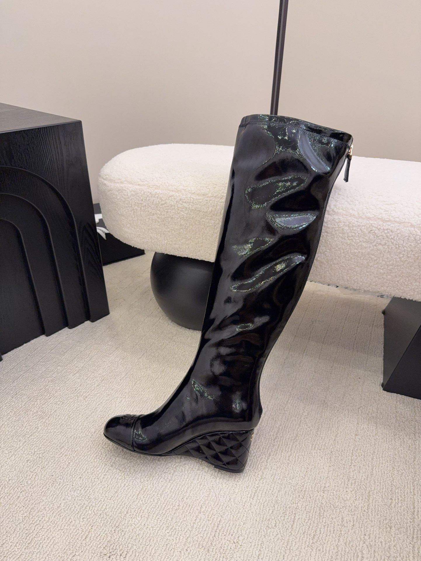 UA Chanel High Boots 7cm Heel(Customized about 10 days production time,Customized Size about 15 days)