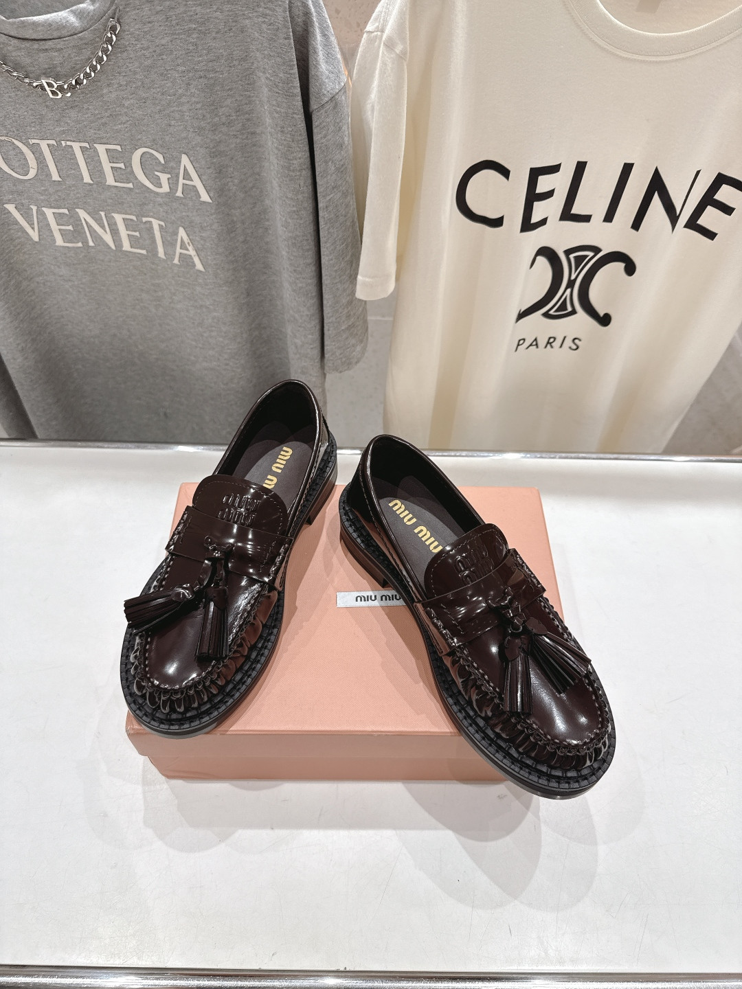 UA Miu Miu Tassel Loafers in Polished Leather