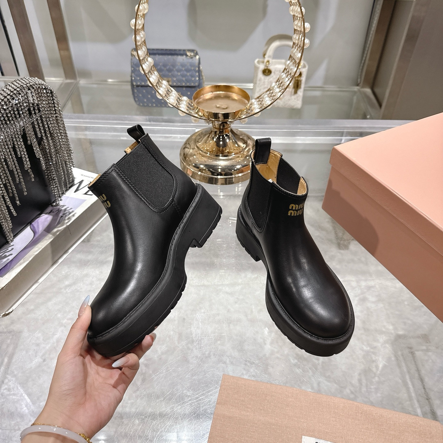 UA Miu Miu Leather Booties