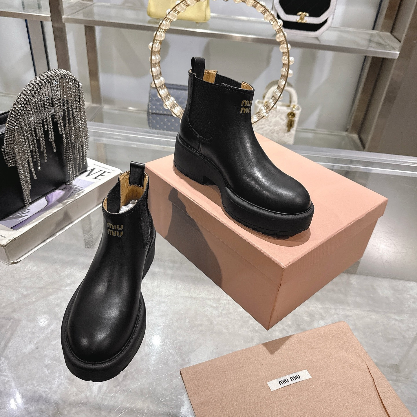 UA Miu Miu Leather Booties