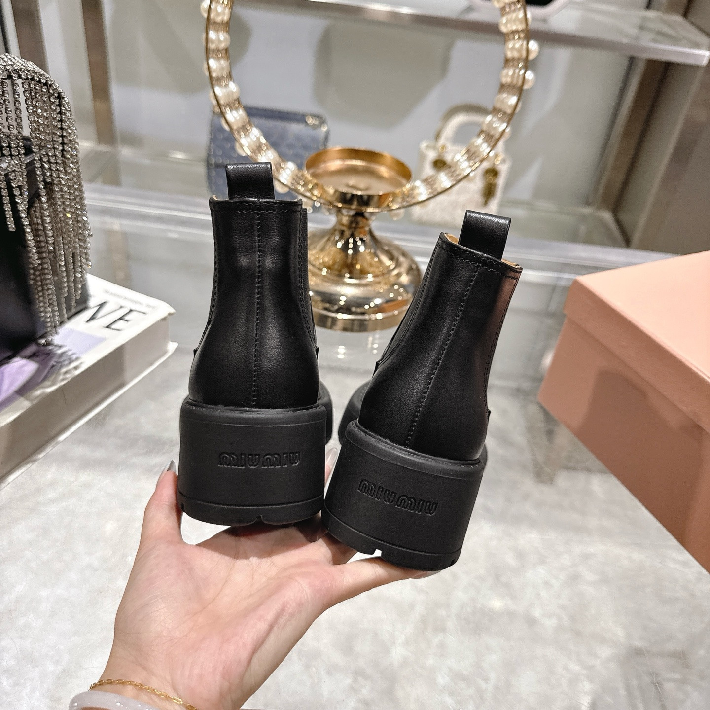 UA Miu Miu Leather Booties