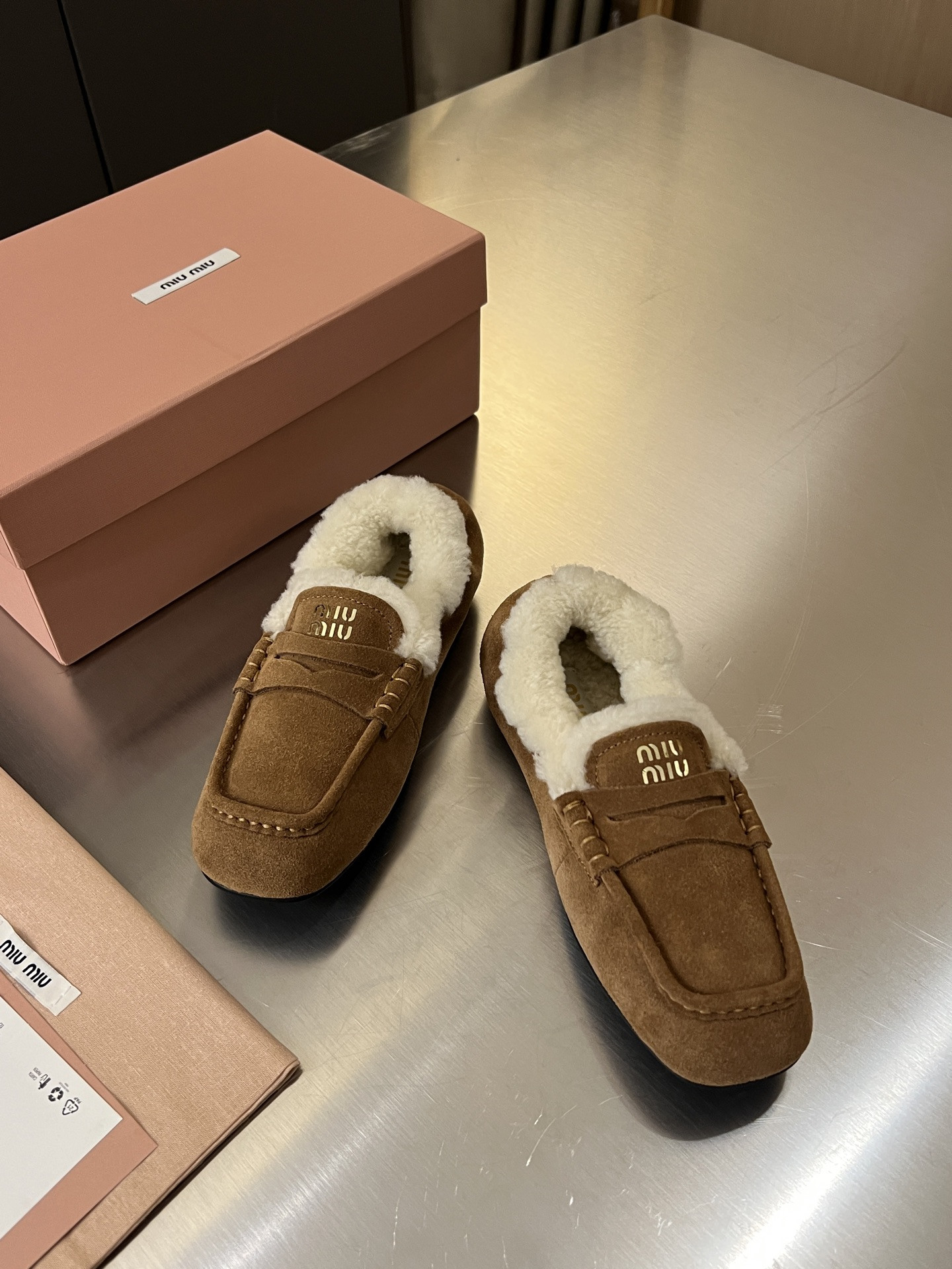 UA Miu Miu Ruches Suede Loafers