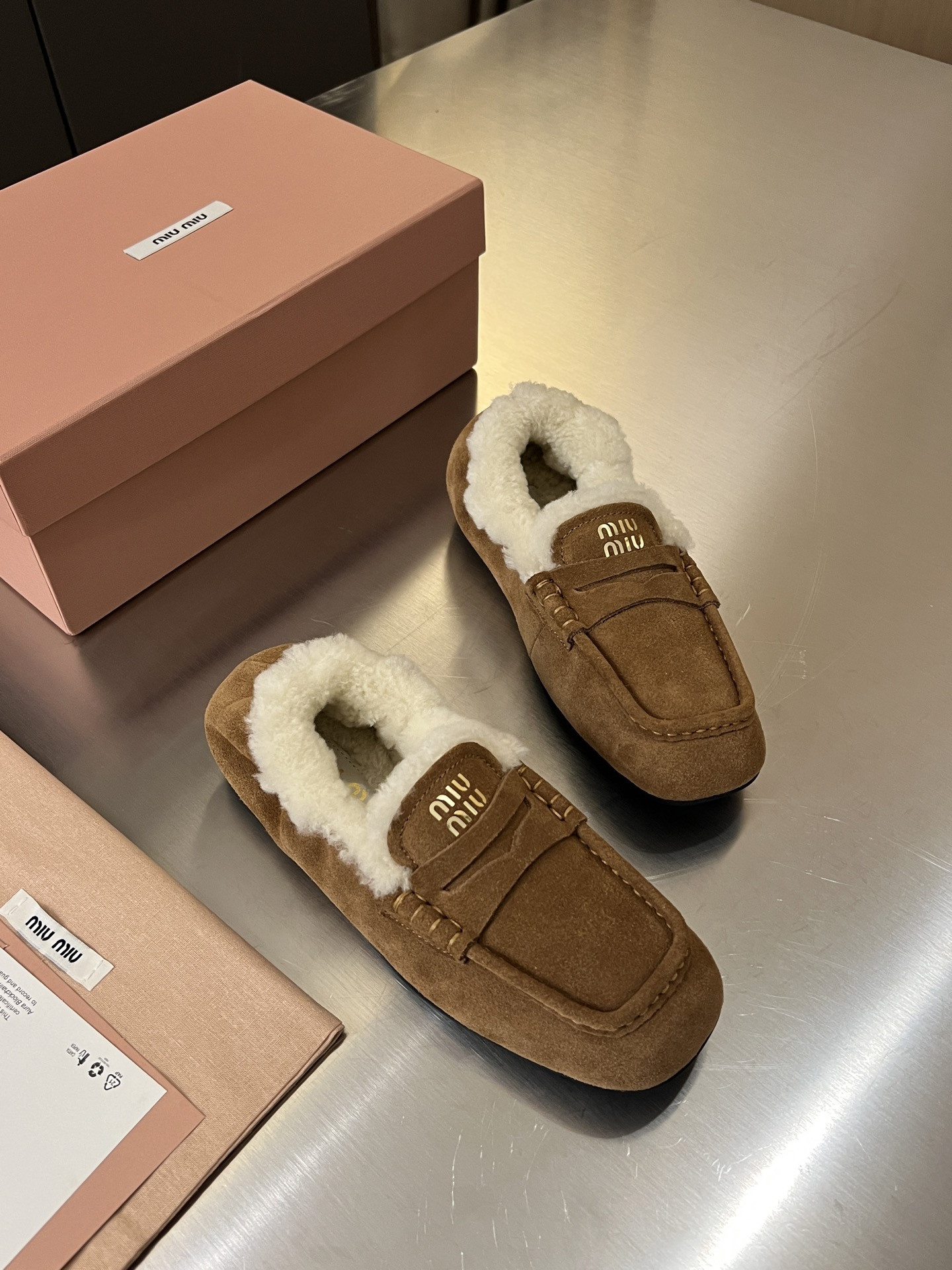 UA Miu Miu Ruches Suede Loafers