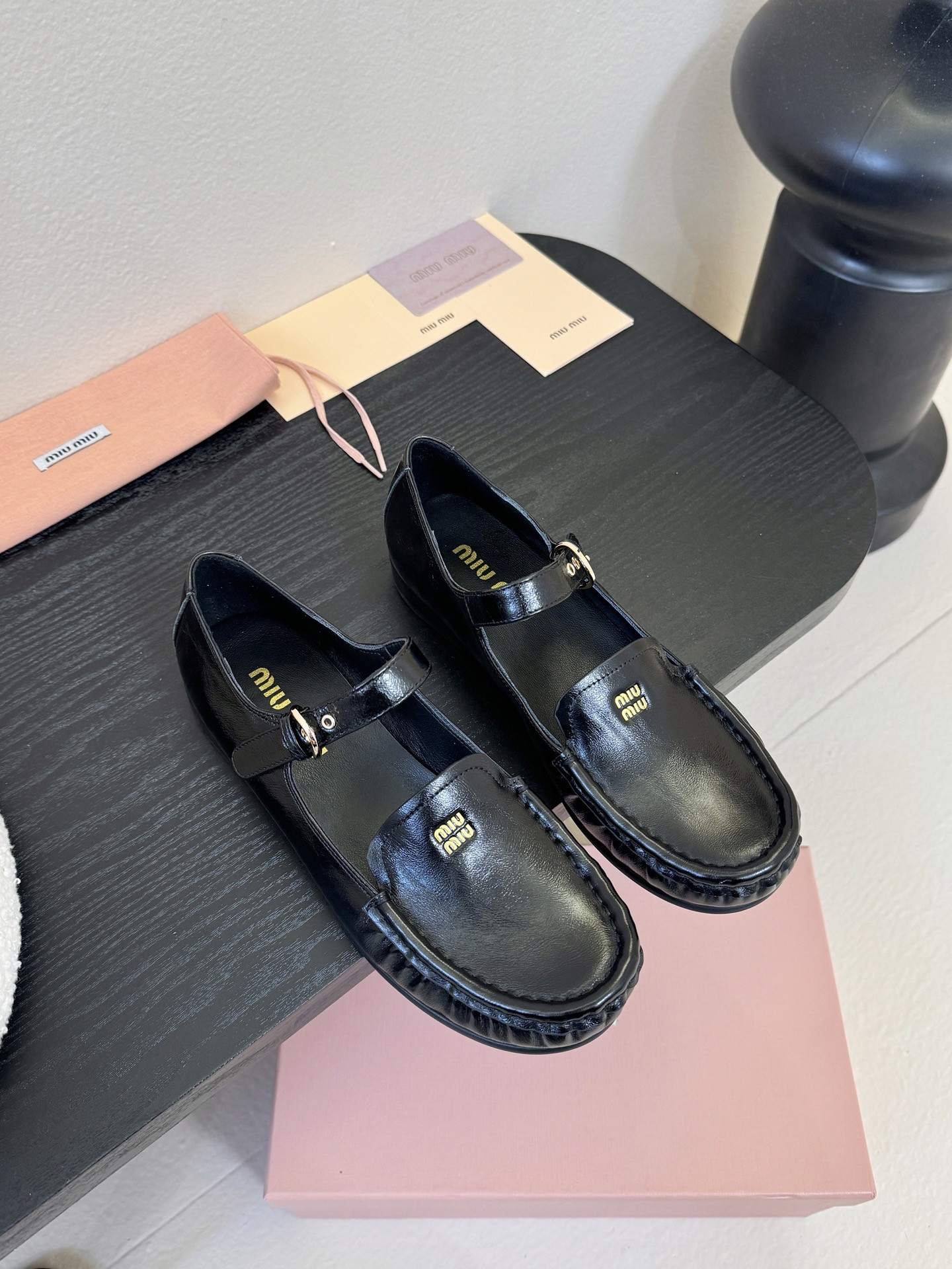 UA Miu Miu Leather Loafers with Strap