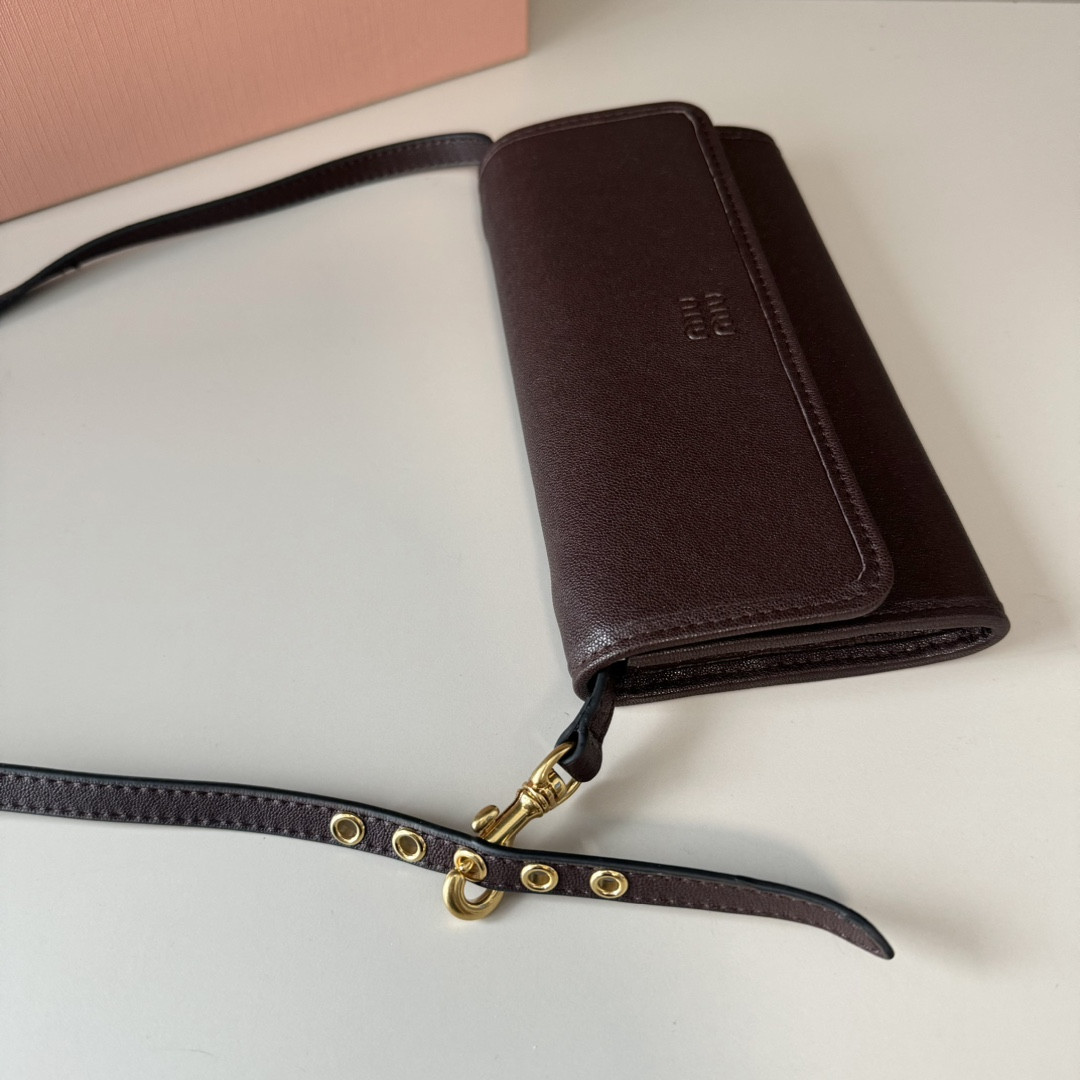 Miu Miu Nappa Leather Wallet with Shoulder Strap 19x9.5x2cm