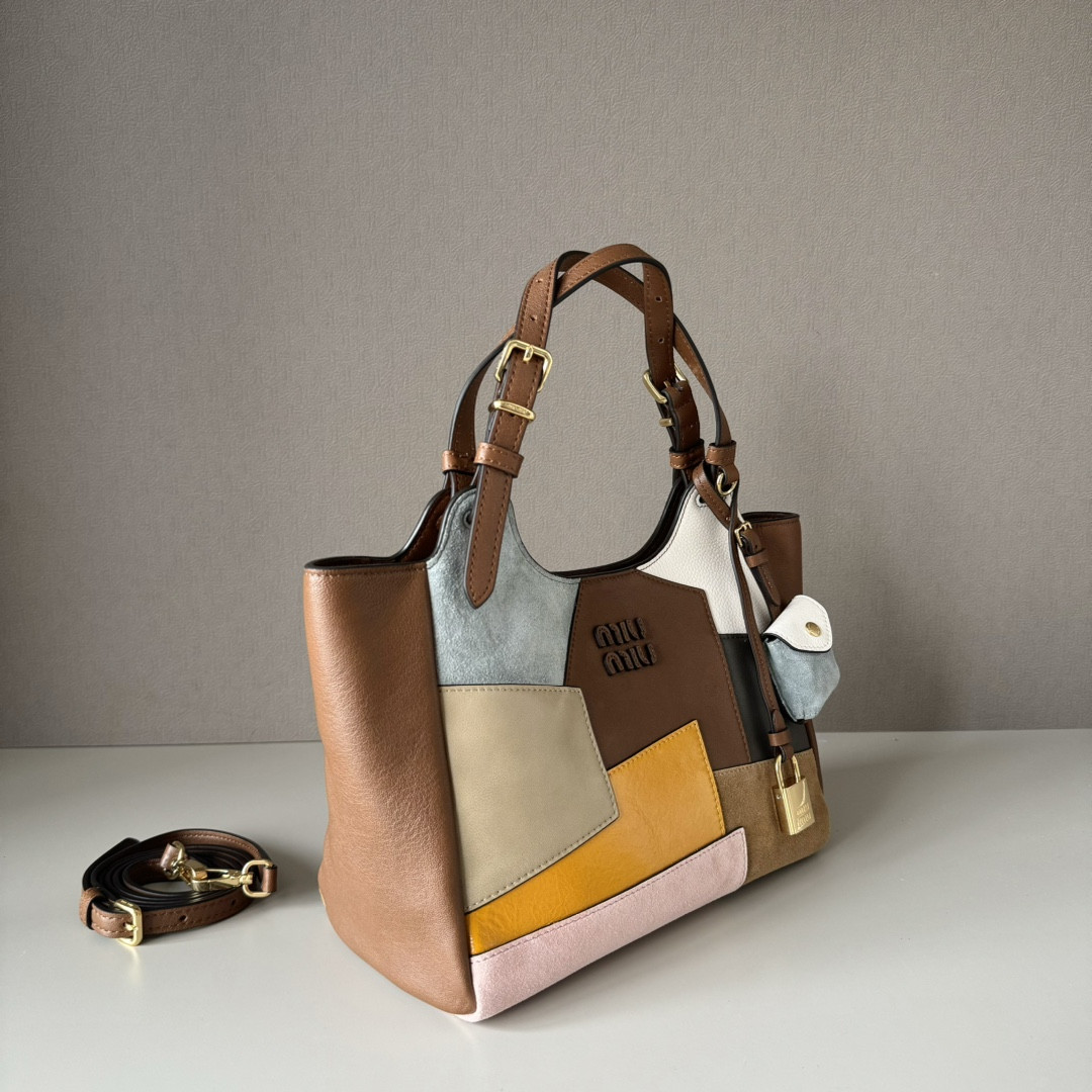 Miu Miu Patchwork Leather Handbag 20x25.5x13cm
