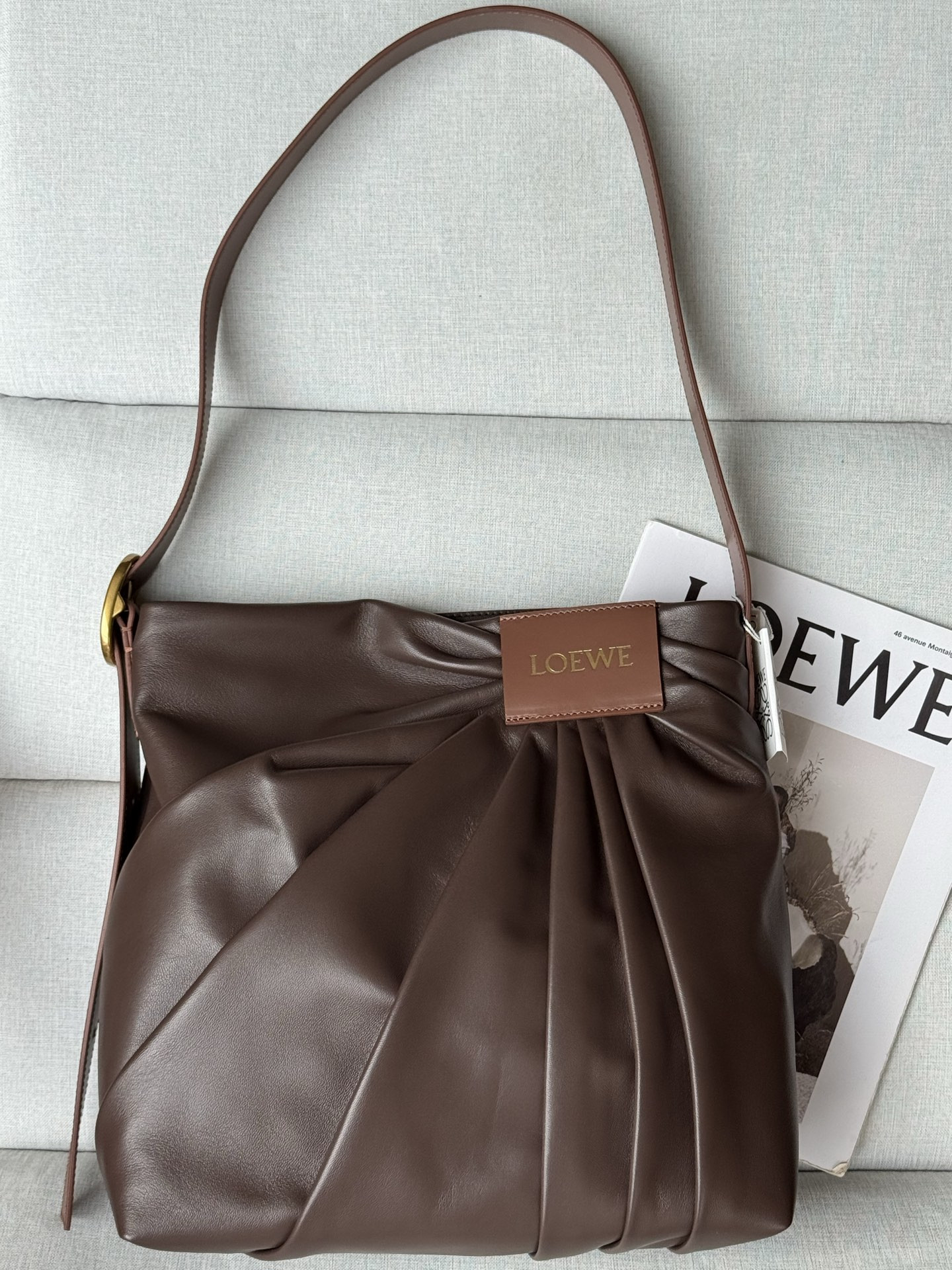 L0ew* Draped Tote in Mellow Nappa Lambskin 30x29x13cm