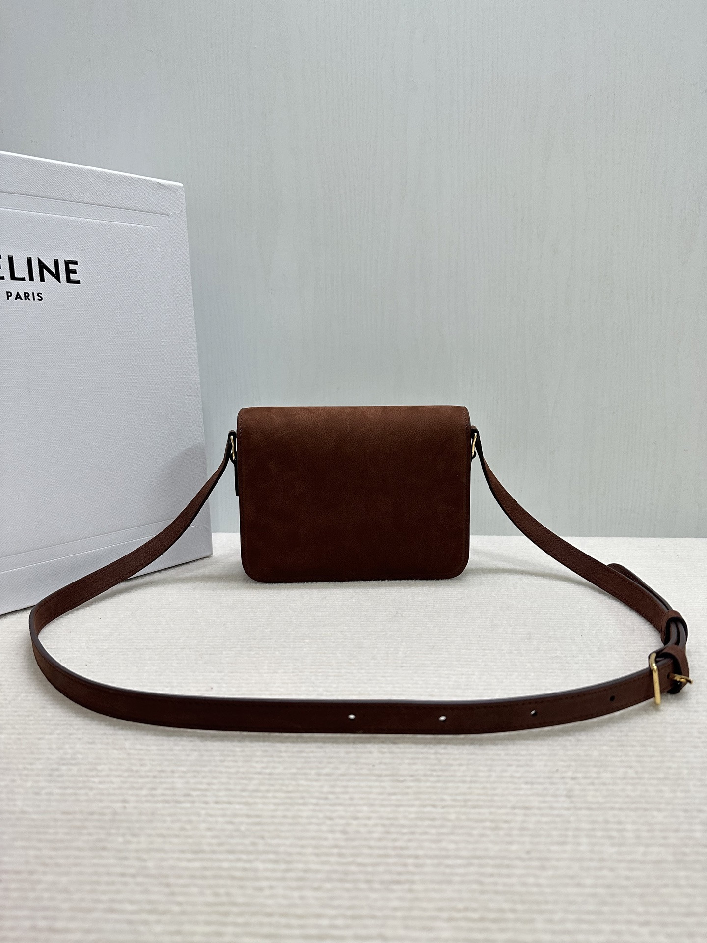 Ce1i*e TEEN TRIOMPHE BAG IN Grained Nubuck Calfskin 18.5x13.5x7cm