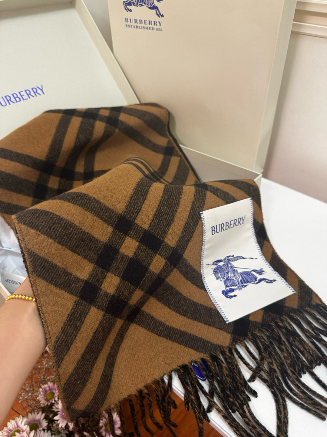 Bv*b*rry scarf 30x180cm 100% cashmere