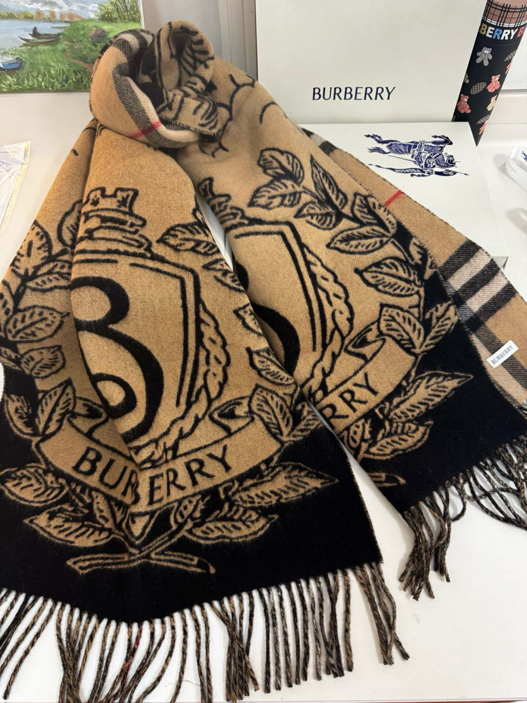 Bv*b*rry Wide Reversible Stormy Knight scarf 50x210cm