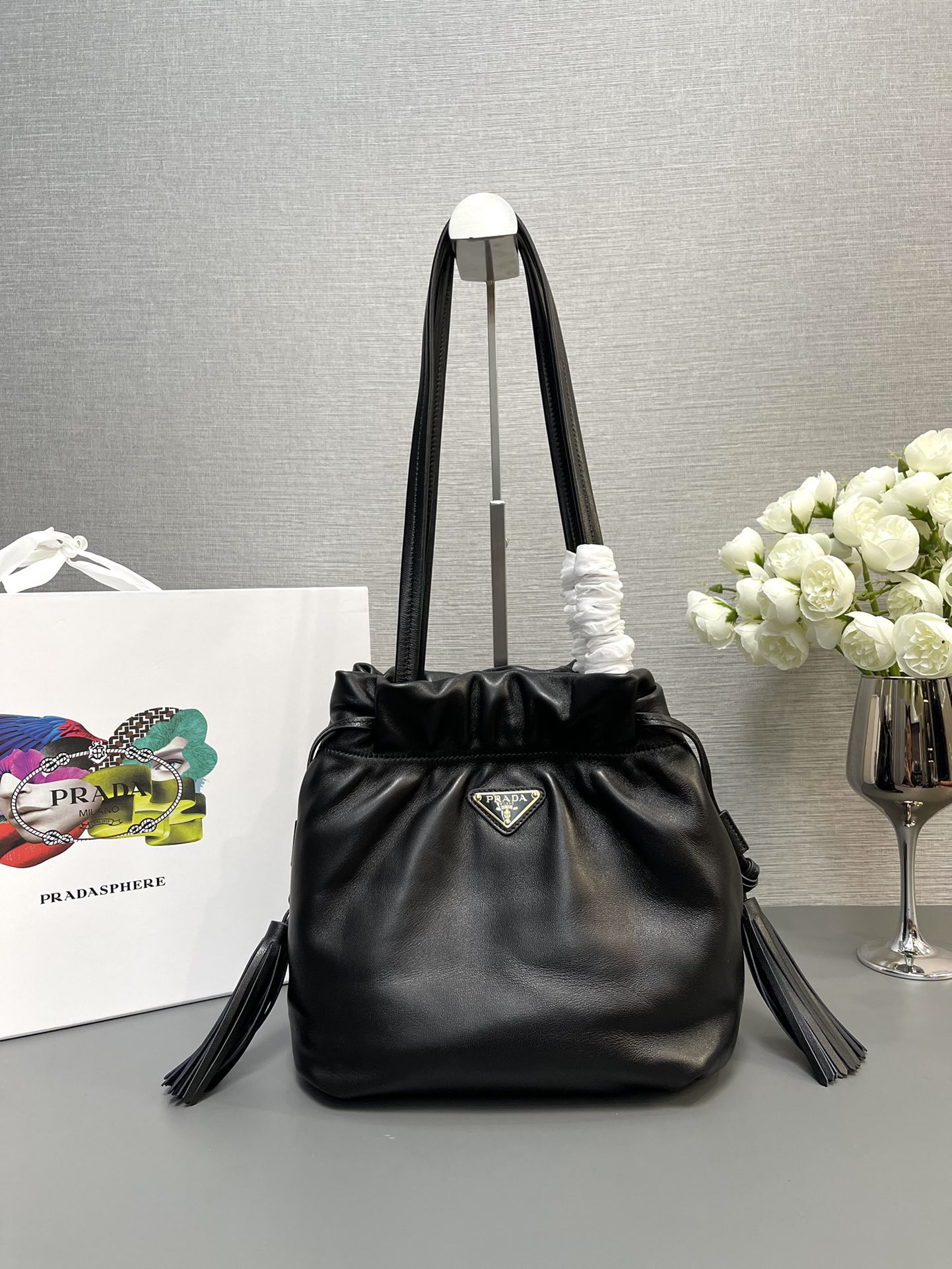 Pra*a Nappa Leather Shoulder Bag 24x25x11cm