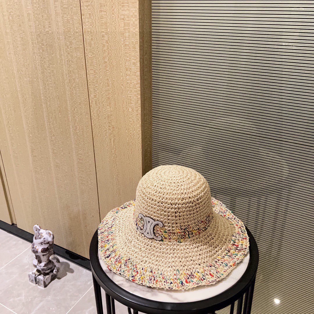 Ce1i*e crochet straw bucket hat