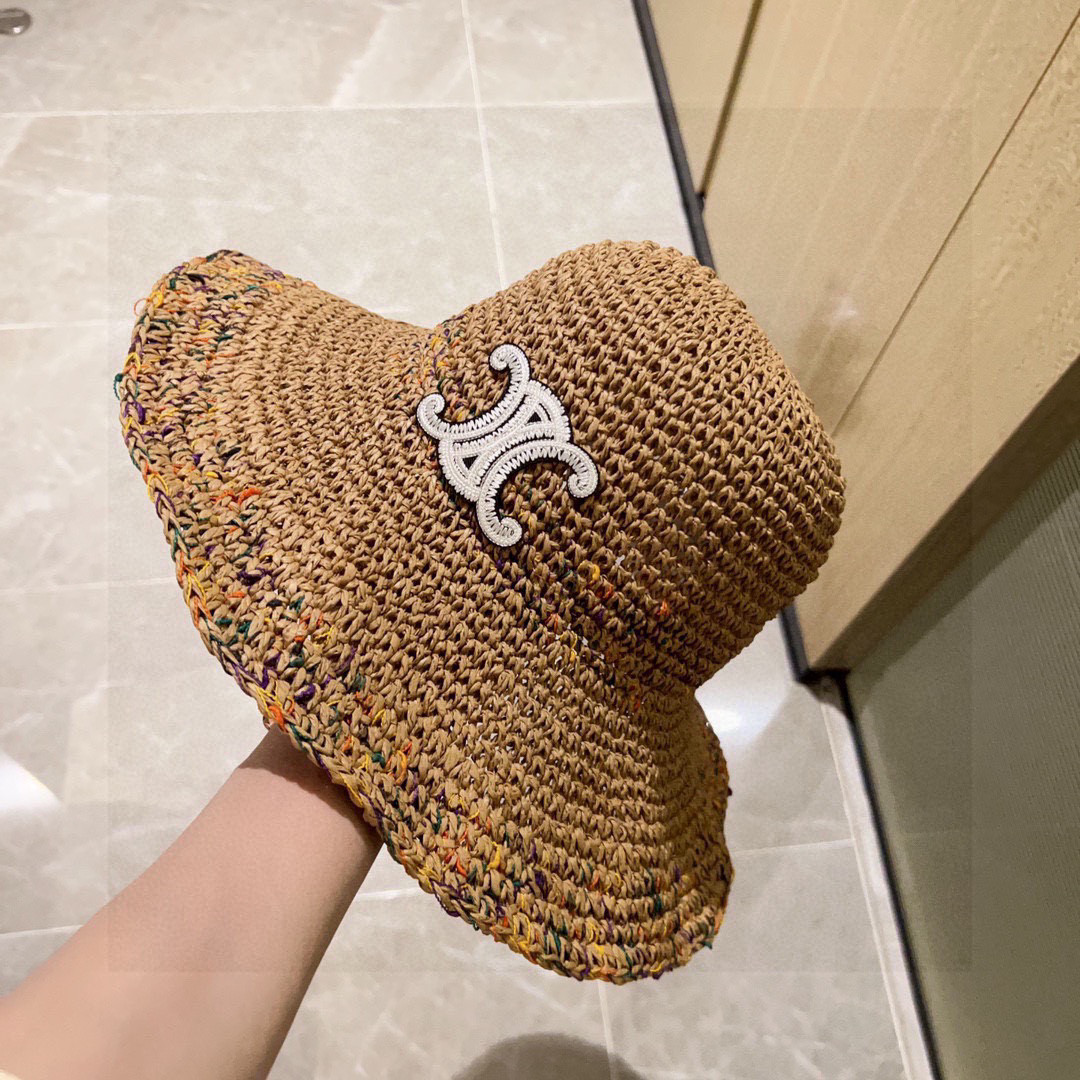 Ce1i*e crochet straw bucket hat
