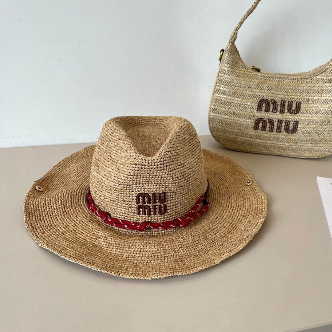 Miu Miu Straw Cowboy Hat 57cm Head Circumference