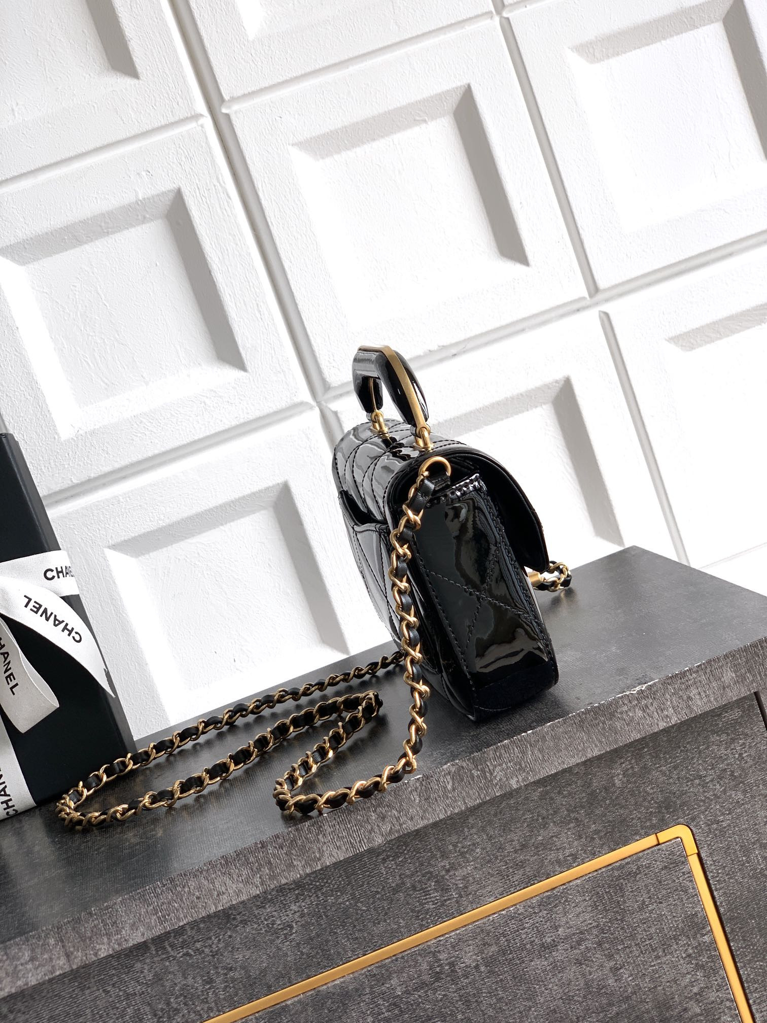 Ch**el Mini Flap Bag with Top Handle 13x18.5x4.5cm