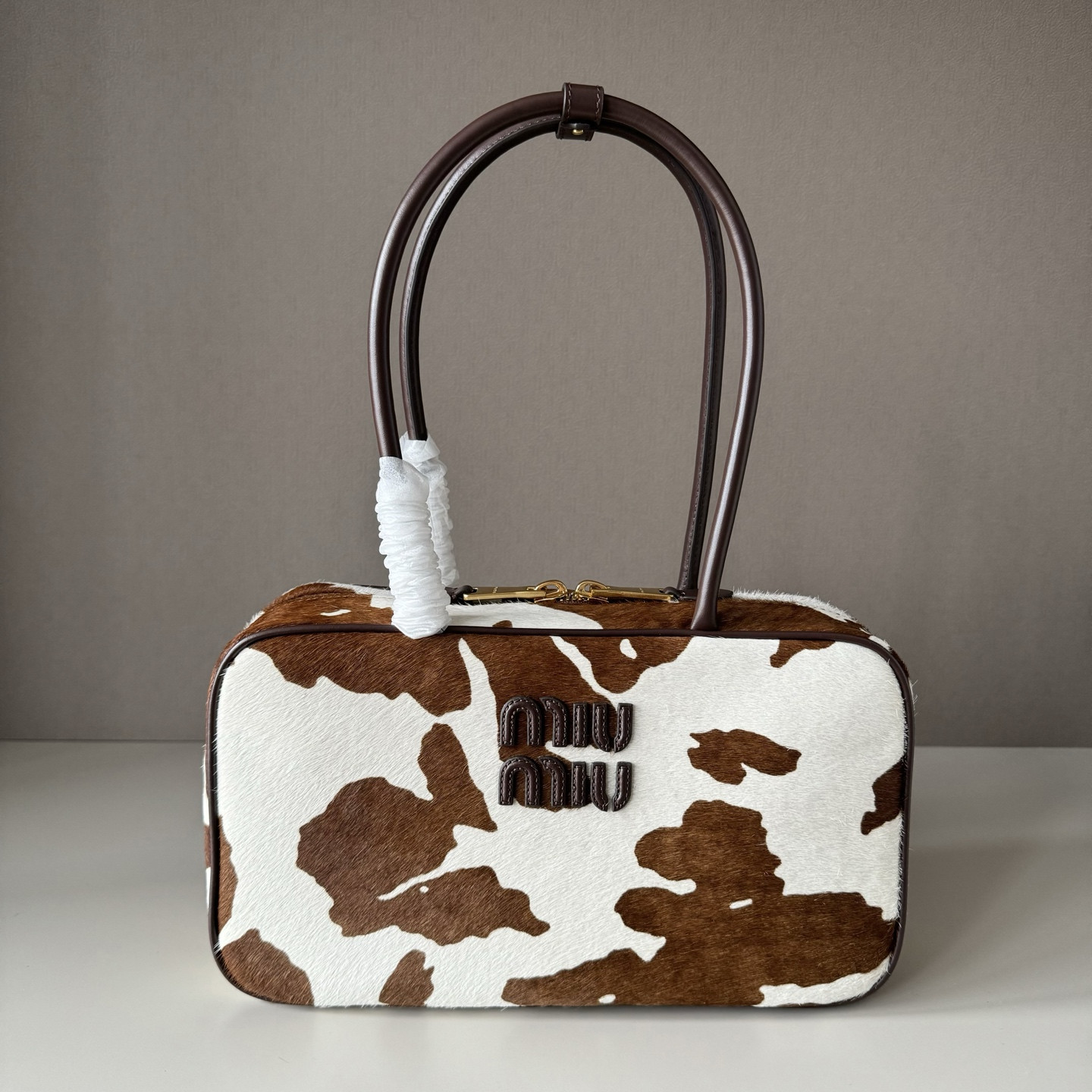 Miu Miu Printed Leather Beau Bag 17x30x8.5cm