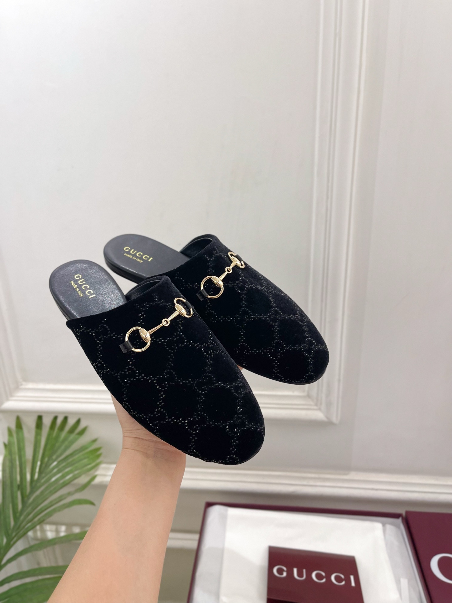 UA Gucci GG Crystal Mule With Horsebit