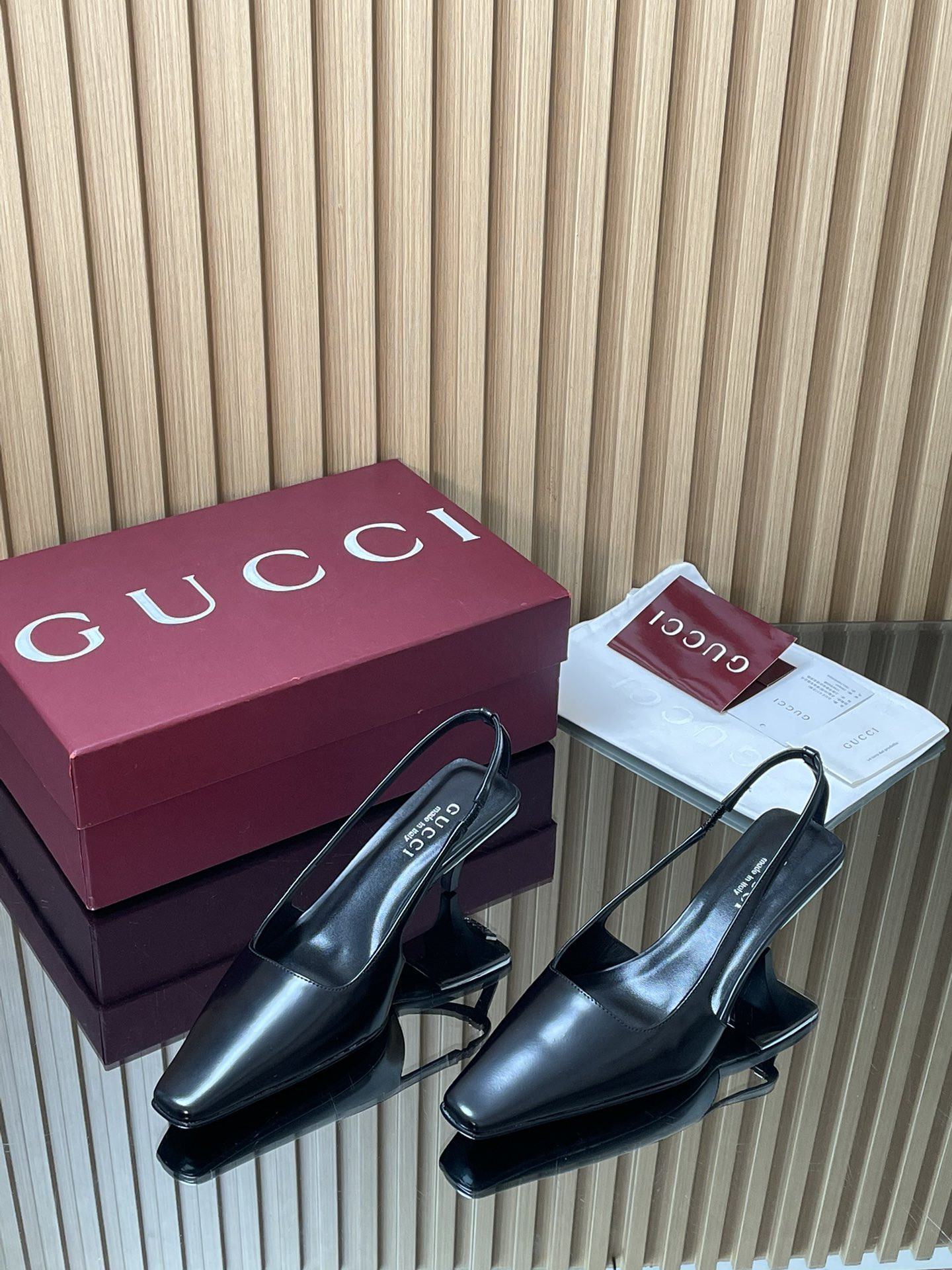 UA Gucci Slingback With Crystal Logo 5.5cm Heel