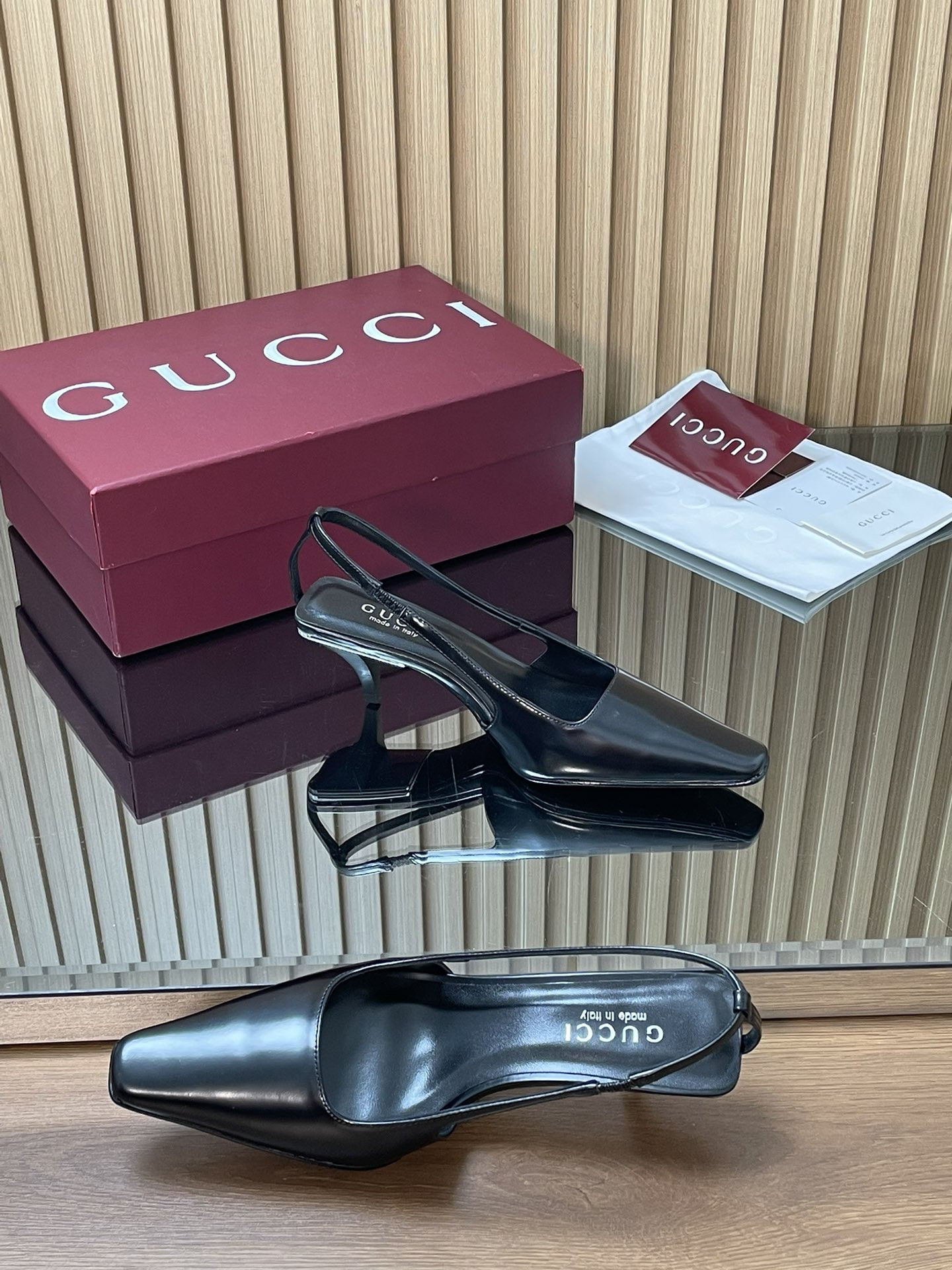 UA Gucci Slingback With Crystal Logo 5.5cm Heel