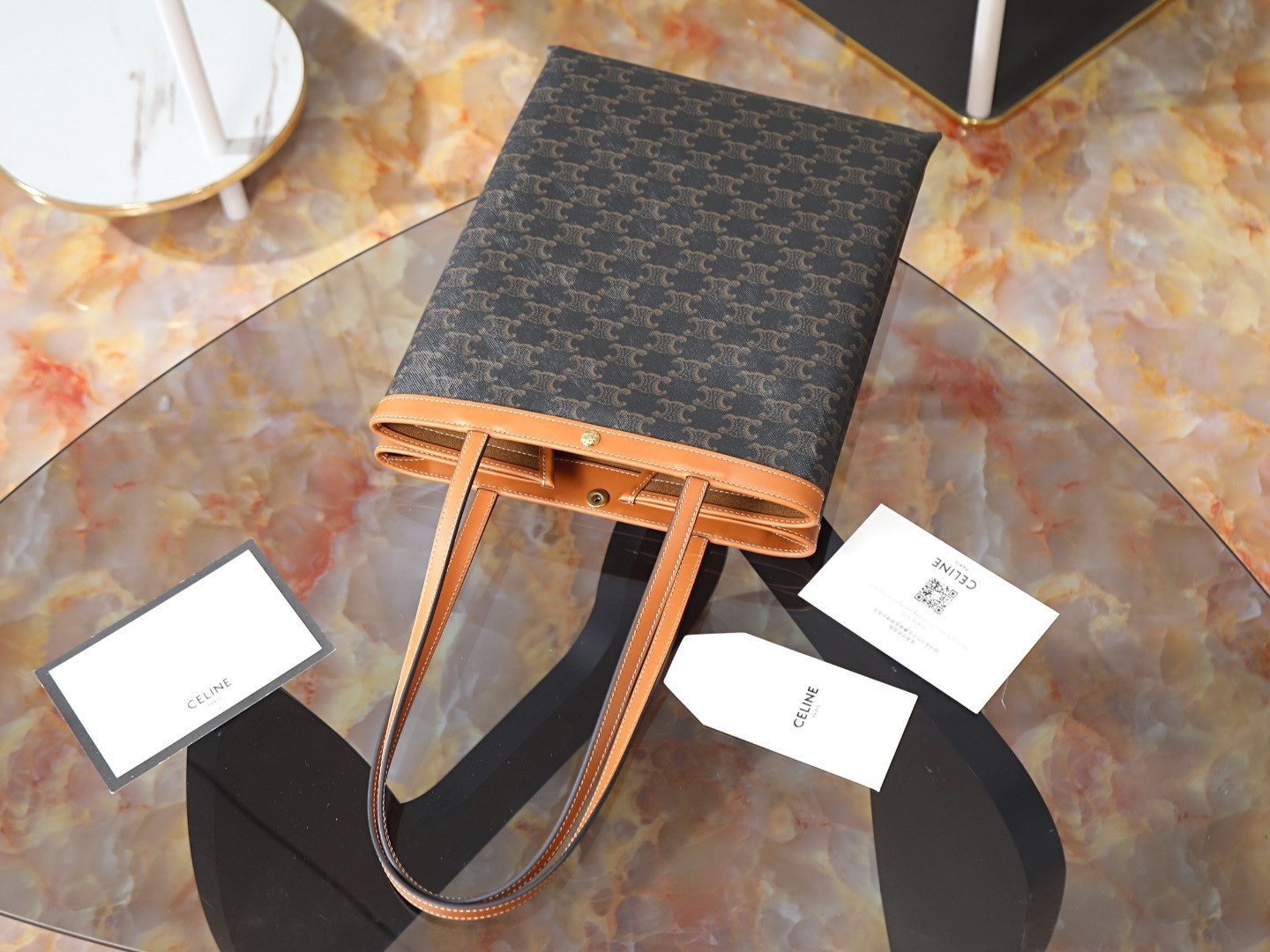 Celine FLAT SHOPPER Medium Logo Print Handbag 28x33x0.5cm