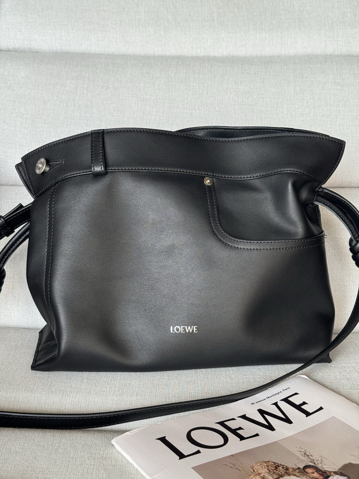 Loewe Panta Medium Flamenco Clutch in Shiny Calfskin 24.5x30x10.5cm