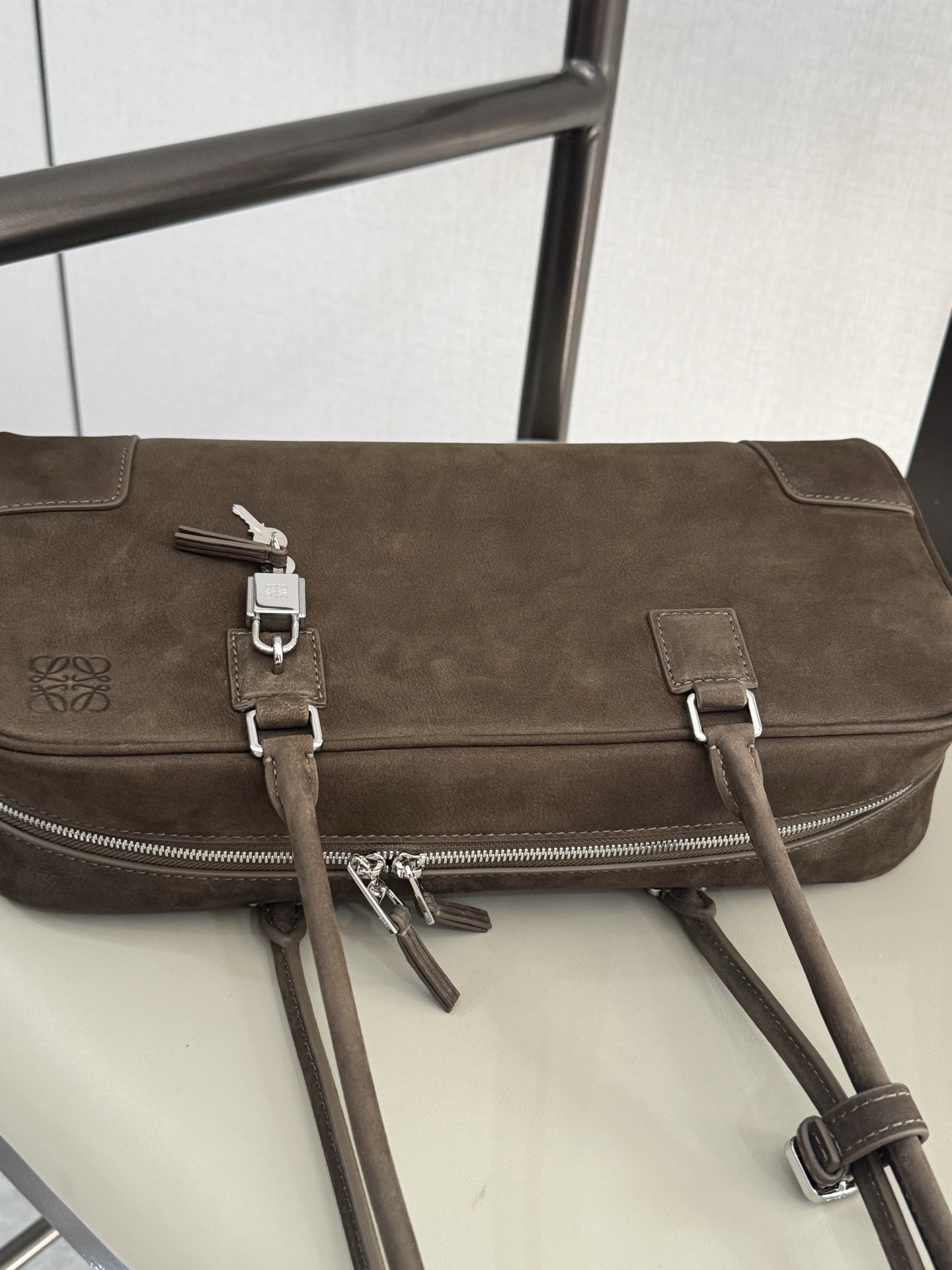 Loewe Amazona 31 Cropped Bag in Grained Nubuck 15x30.5x9cm