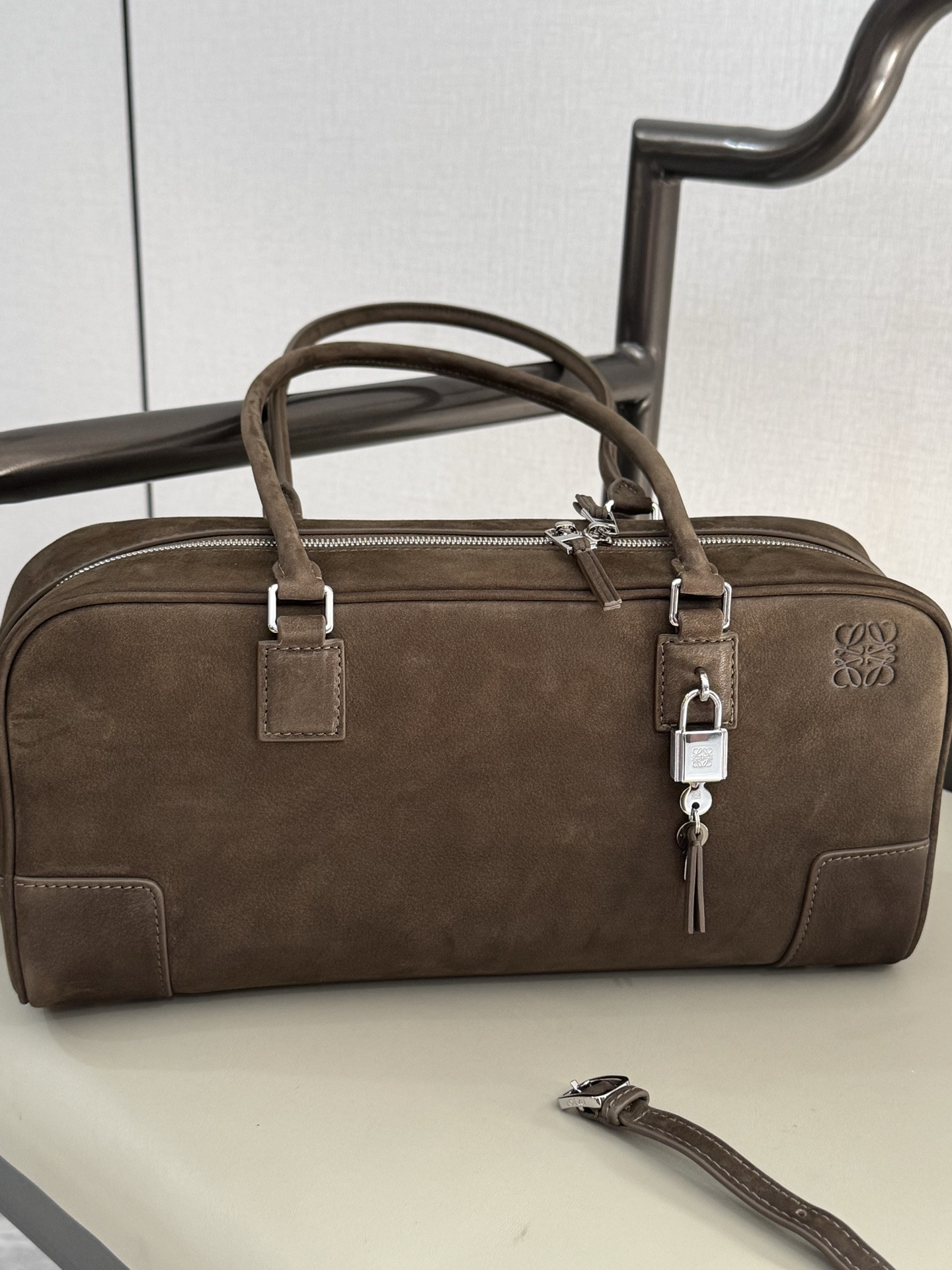 Loewe Amazona 31 Cropped Bag in Grained Nubuck 15x30.5x9cm