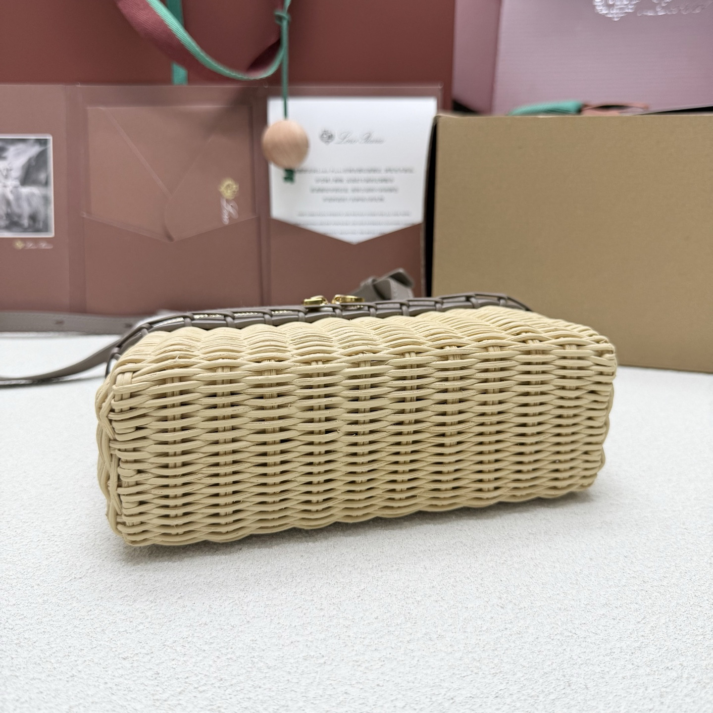 L0r0 P1ana extra pocket l19 wicker bag 19 x 11.5 x 7cm