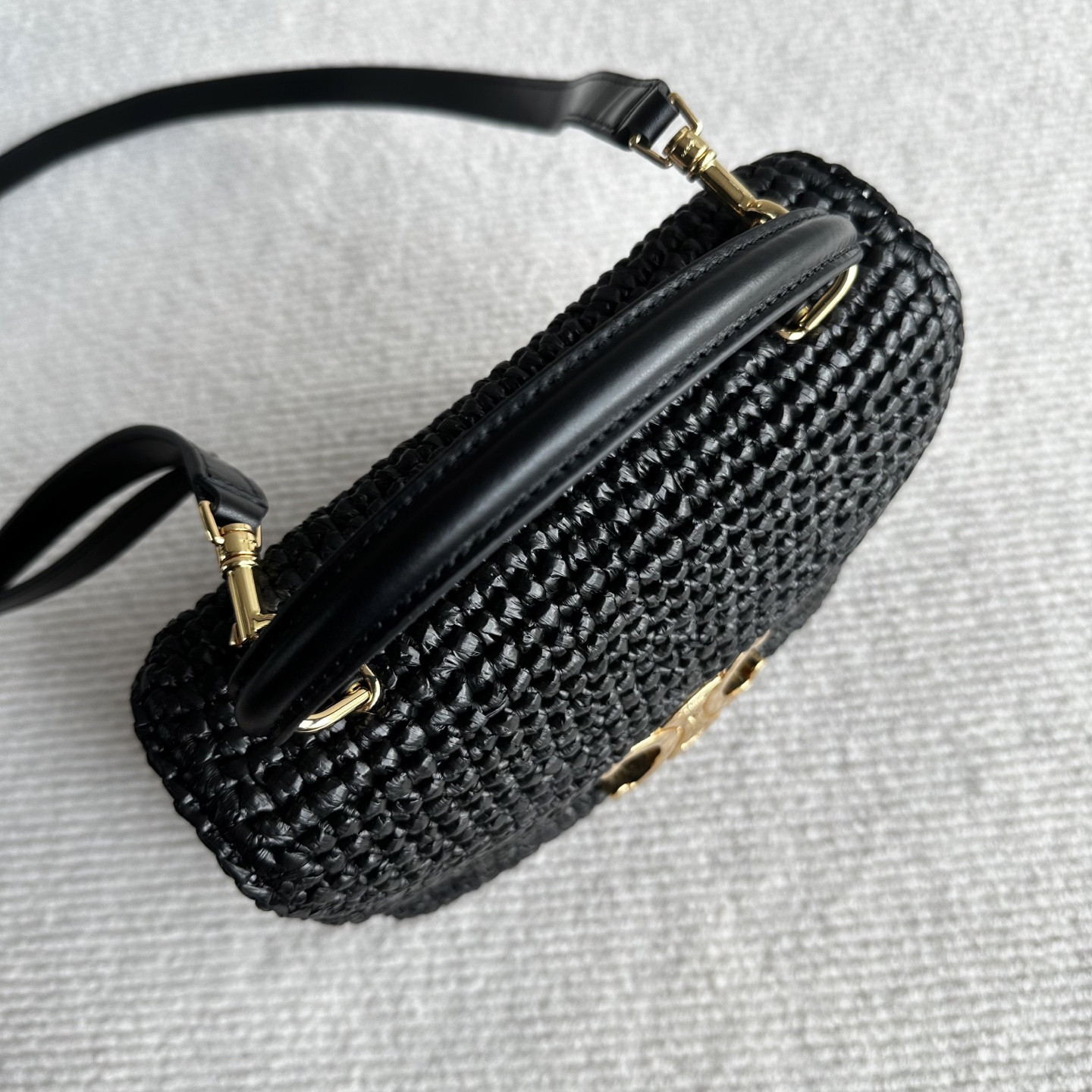 Ce1i*e teen nino plant-based material and cowhide leather handbags 20.5x13x8cm