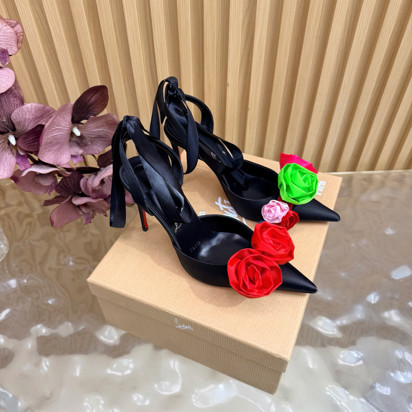 UA Chr1st1an Louboutin Mere Lachaise Lace Up 10.5cm Heel