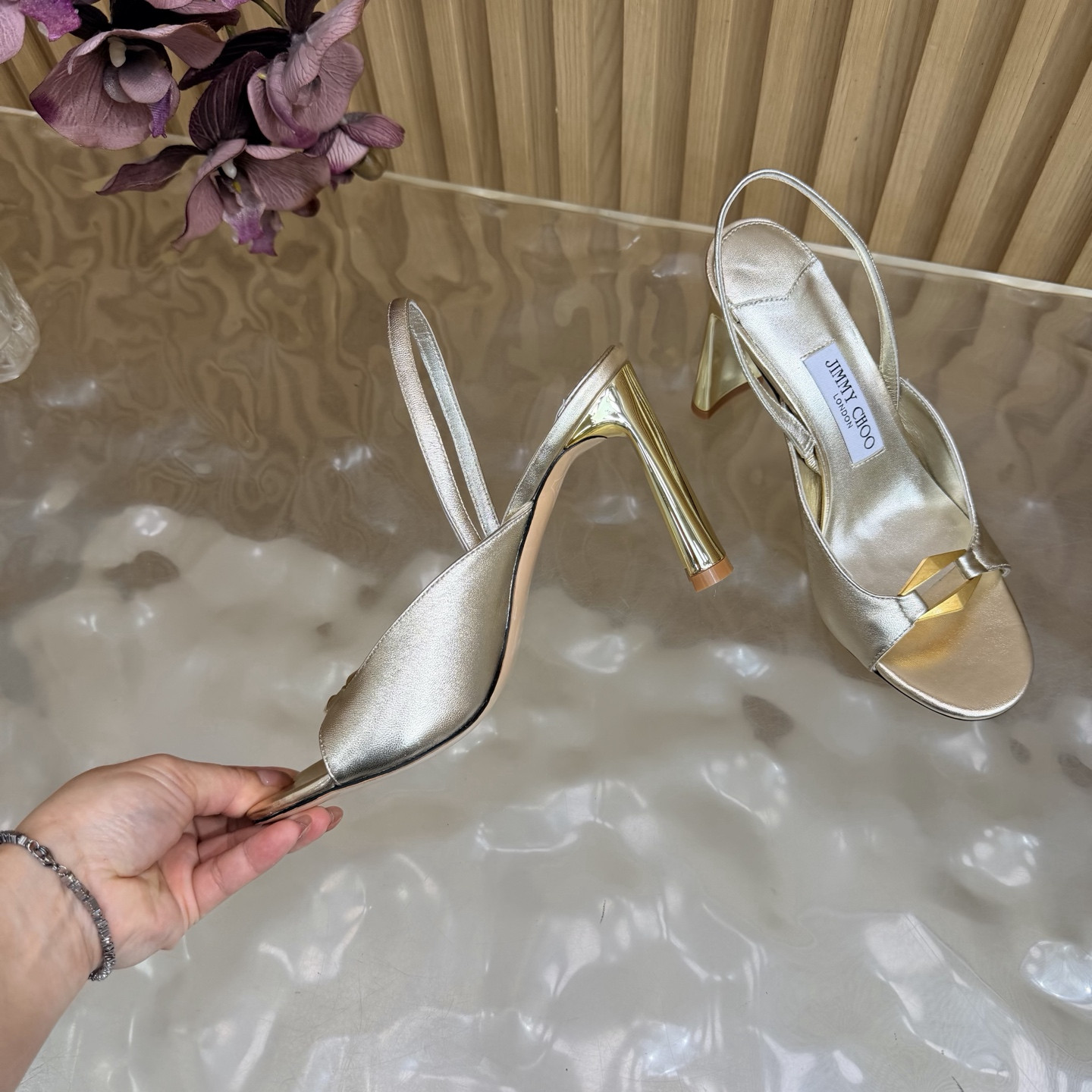 UA J1m*y Ch00 Lev Slingback Sandals 10cm Heel